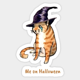 Me on Halloween - Sad Meme Witch Cat Sticker